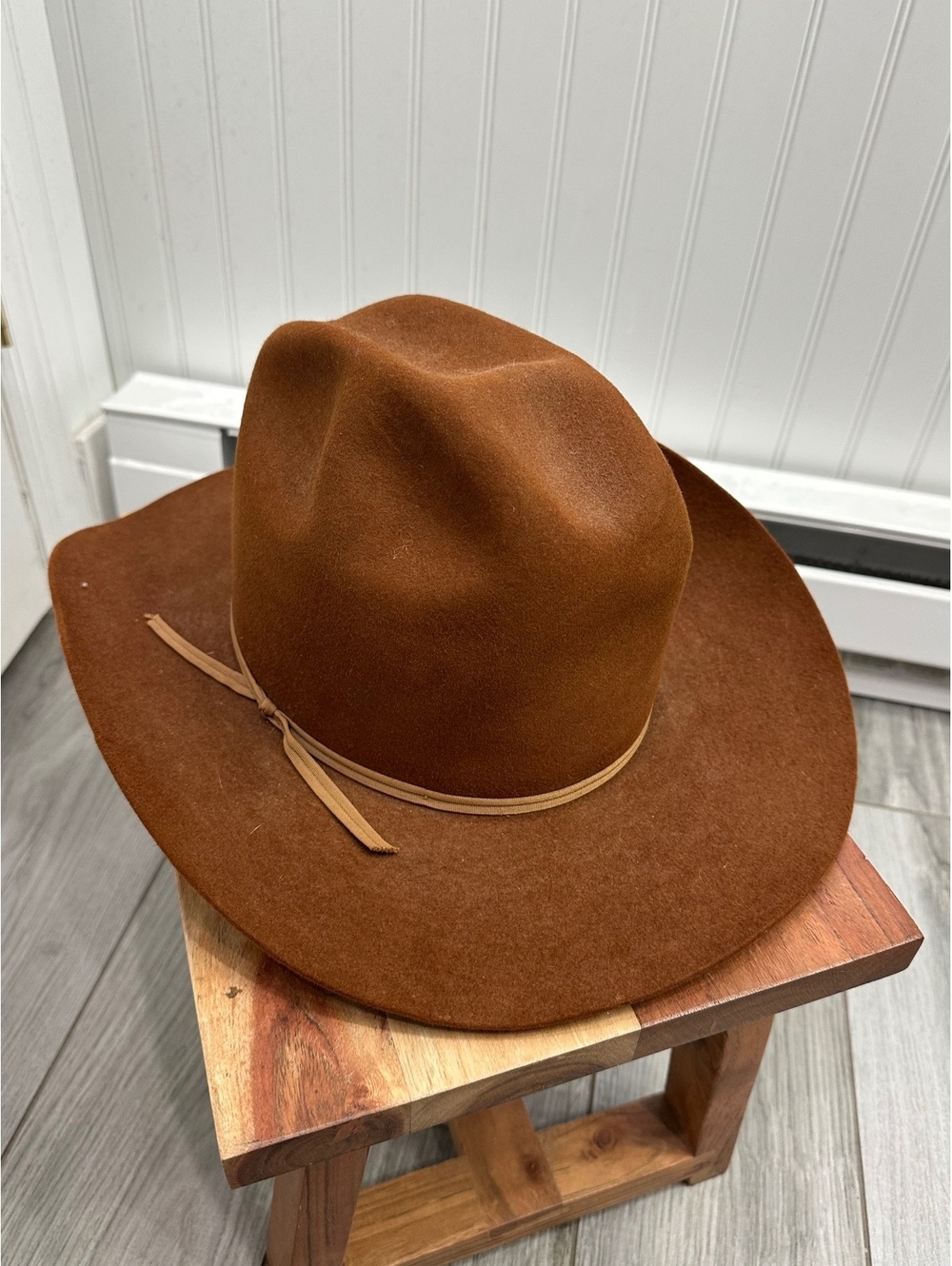Vintage Stetson Brown Felt Cowboy Hat with Leather Band